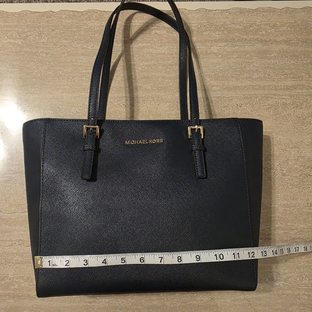 Michael Kors Shoulder Bag Jet Set Travel Leather Top Zip Tote Navy NEW WITH TAG! - Picture 7 of 10